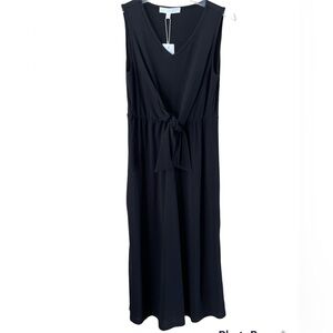 NWT Adyson Parker Tie-Waist Midi Knotted Sash Sheath Black Dress XS